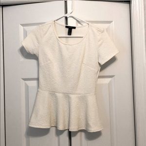 White peplum top